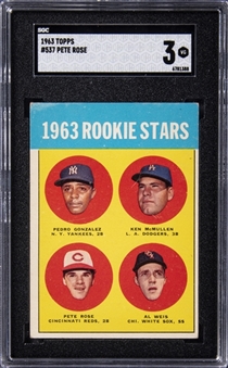 1963 Topps #537 Pete Rose Rookie Card - SGC VG 3 